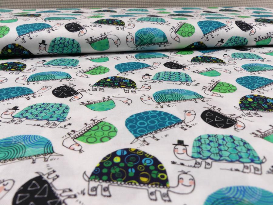 Preview: Frogtastic Benartex Patchworkstoff mit Schildkröten